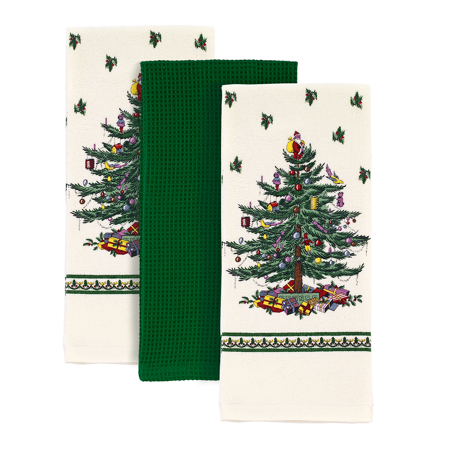 Christmas Tree Set of 3 Kitchen Towels (Green) image number null
